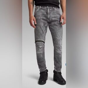 G-Star Raw Mens 5620 3D Zip Knee Skinny Jeans 33x34 Gray mid Rise Stretch